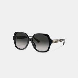 Coach Signature Ombré Oversized Square Sunglasses 黒 | COH866355