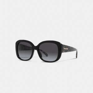 Coach Signature Oversized Square Sunglasses 黒 黒 | COH866350