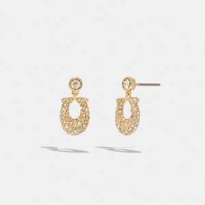 Coach Signature Pavé Earrings ゴールド | COH866095