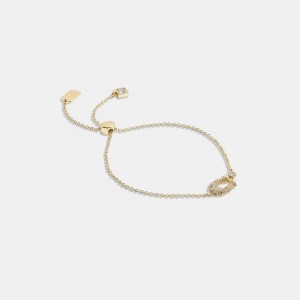 Coach Signature Pavé Slider Bracelet ゴールド | COH866087