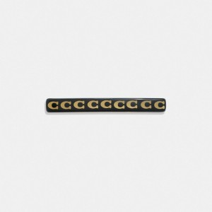 Coach Signature Resin Thin Hair Barrette ゴールド 黒 | COH866097
