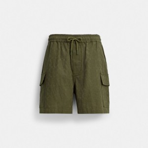 Coach Signature Shorts In Organic Cotton 緑 | COH866954