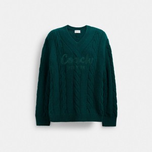 Coach Signature Sweater In Recycled Wool 緑 | COH866890