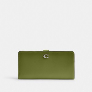 Coach Skinny Wallet シルバー ライト緑 | COH865485