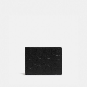 Coach Slim Billfold Wallet In Signature Leather 黒 | COH866710