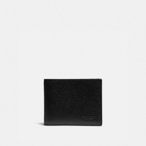 Coach Slim Billfold Wallet With Signature Canvas Detail 黒 カーキ | COH866711