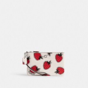 Coach Small Wristlet With Strawberry Print シルバー カラー | COH865577
