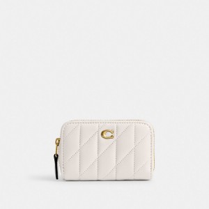 Coach Small Zip Around Card Case With Pillow Quilting 白 | COH865701