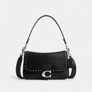 Coach Soft Tabby Shoulder Bag With Rivets シルバー 黒 | COH864954