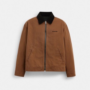 Coach Solid Lightweight Jacket In Regenerative Cotton ブラウン | COH866878