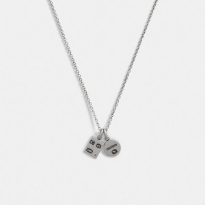 Coach Sterling Silver Double Charm Long Pendant Necklace シルバー | COH867012