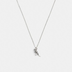 Coach Sterling Silver Skeletal Rexy Pendant Necklace シルバー | COH867016
