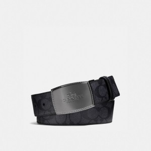 Coach Stitched Plaque Buckle Cut To Size Reversible Belt, 38 Mm グレー 黒 | COH866996