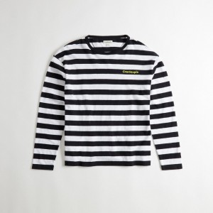 Coach Striped Long Sleeve T Shirt In 97% Recycled Cotton 黒 | COH866910