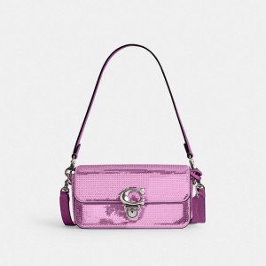 Coach Studio Baguette Bag With Sequins シルバー 暗 | COH864820