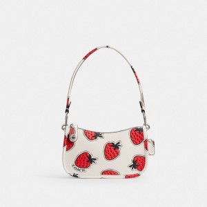 Coach Swinger Bag 20 With Strawberry Print シルバー カラー | COH864933