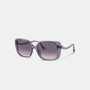 Coach Swoop Temple Rectangle Sunglasses 紫 | COH866343