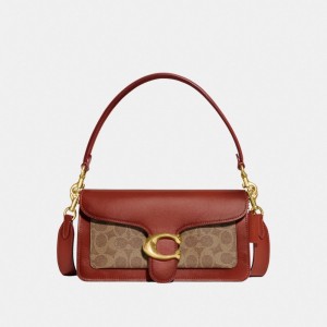 Coach Tabby Shoulder Bag 26 In Signature Canvas ブラウン 赤 | COH864895