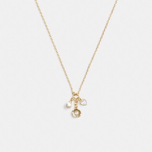 Coach Tea Rose Cluster Pendant Necklace ゴールド | COH866210