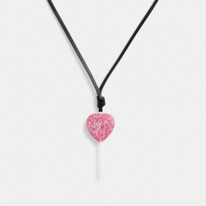 Coach The Lil Nas X Drop Heart Lollipop Necklace シルバー ピンク | COH866115
