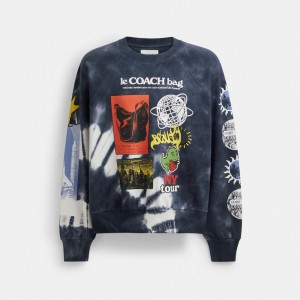 Coach Tie Dye Graphic Crewneck Sweatshirt In Organic Cotton 黒 白 カラー | COH866003