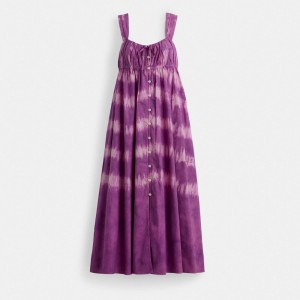Coach Tie Dye Sleeveless Dress In Organic Cotton 紫 | COH866069