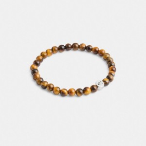 Coach Tiger’s Eye Beaded Bracelet シルバー ブラウン | COH867031