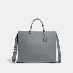 Coach Tote Bag 40 With Signature Canvas グレー 青 | COH866521