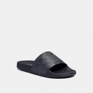 Coach Udele Sport Slide In Signature Canvas グレー 黒 | COH865890