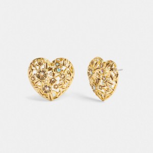 Coach Vintage Heart Statement Stud Earrings ゴールド | COH866144