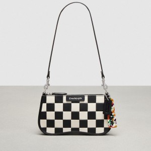 Coach Wavy Baguette Bag In Checkerboard Upcrafted Leather 黒 | COH864884