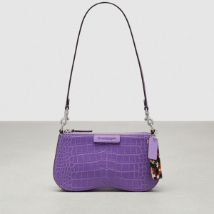 Coach Wavy Baguette Bag In Croc Embossed Coachtopia Leather 紫 | COH864807