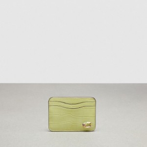 Coach Wavy Card Case In Croc Embossed Coachtopia Leather ライト緑 | COH865563