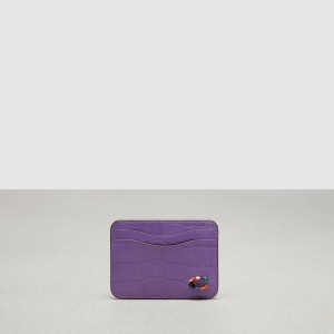 Coach Wavy Card Case In Croc Embossed Coachtopia Leather 紫 | COH865598