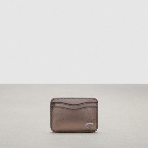 Coach Wavy Card Case In Metallic Coachtopia Leather グレー メタリック | COH865564