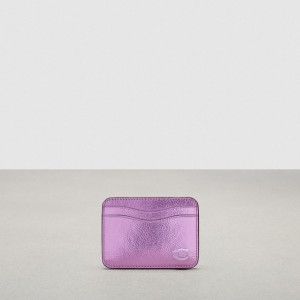 Coach Wavy Card Case In Metallic Coachtopia Leather ピンク メタリック | COH865599