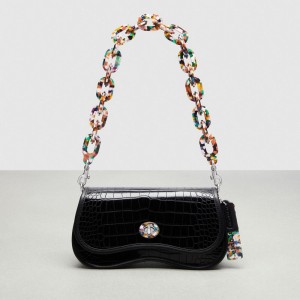 Coach Wavy Dinky Bag In Croc Embossed Coachtopia Leather 黒 | COH865308