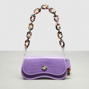 Coach Wavy Dinky Bag In Croc Embossed Coachtopia Leather 紫 | COH865416