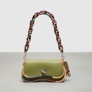 Coach Wavy Dinky Bag With Colorful Binding In Upcrafted Leather オリーブ 緑 カラー | COH864850
