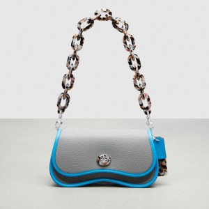 Coach Wavy Dinky Bag With Crossbody Strap グレー 青 | COH865208
