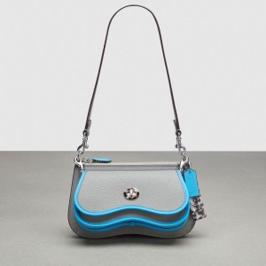 Coach Wavy Double Pouch Bag グレー 青 | COH865251