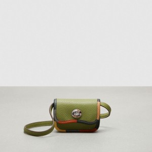 Coach Wavy Wallet With Colorful Binding In Upcrafted Leather オリーブ 緑 カラー | COH865557