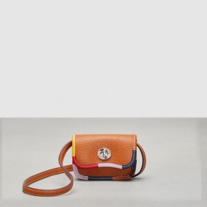 Coach Wavy Wallet With Colorful Binding In Upcrafted Leather ブラウン | COH865591