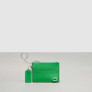 Coach Wavy Zip Card Case In Pebbled Coachtopia Leather With Key Ring 緑 | COH865560