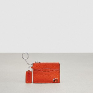 Coach Wavy Zip Card Case In Pebbled Coachtopia Leather With Key Ring オレンジ | COH865595