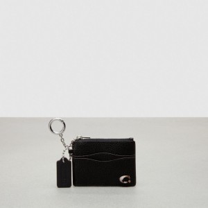 Coach Wavy Zip Card Case In Pebbled Coachtopia Leather With Key Ring 黒 | COH865596