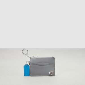 Coach Wavy Zip Card Case With Key Ring In Smooth Coachtopia Leather グレー | COH865542