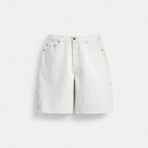 Coach White Denim Shorts In Organic Cotton 白 | COH866956