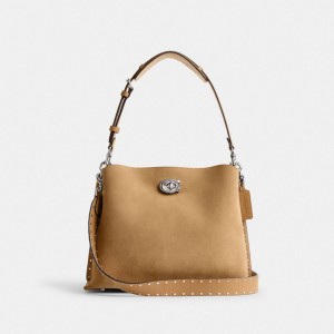 Coach Willow Shoulder Bag With Rivets シルバー | COH864953