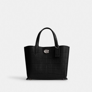 Coach Willow Tote Bag 24 シルバー 黒 | COH865042